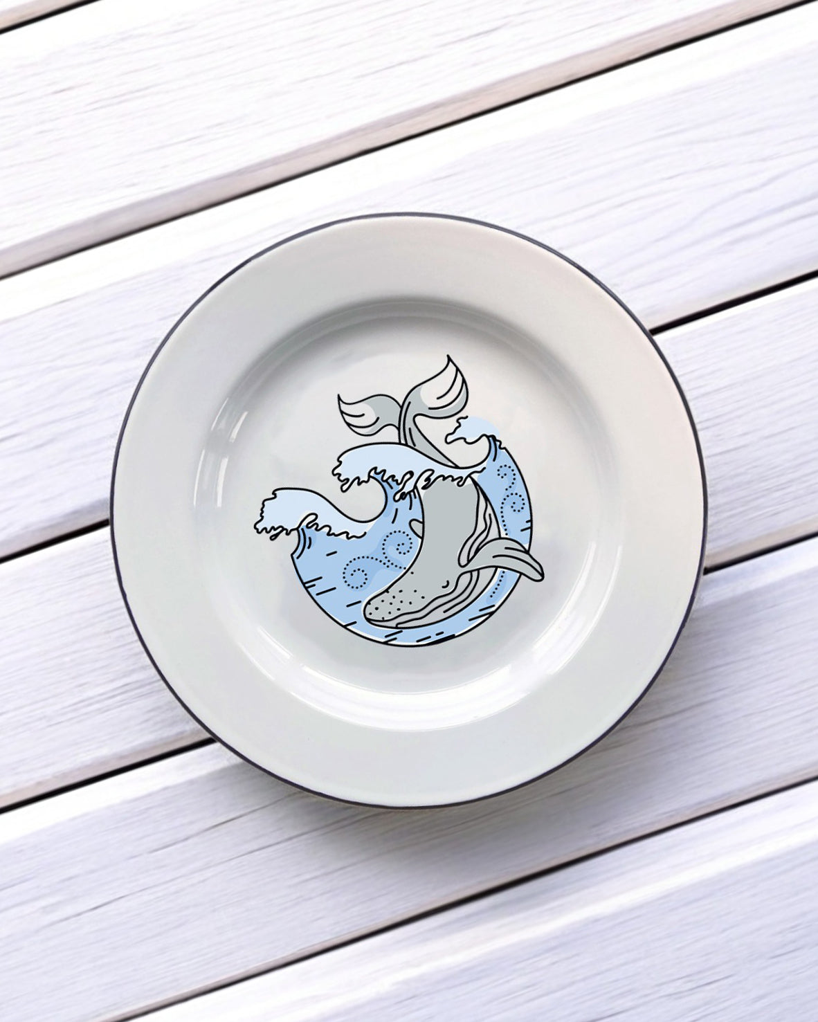 Whales, Decorative Enamel Plate