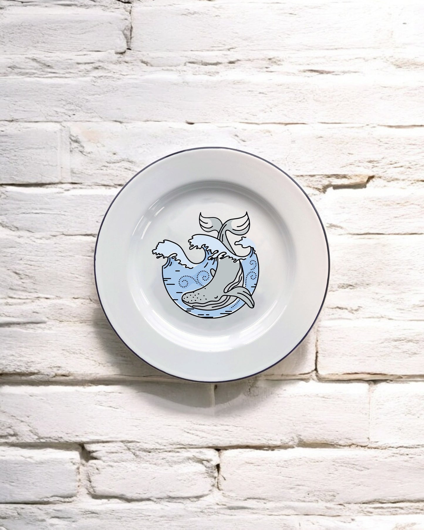 Whales, Decorative Enamel Plate