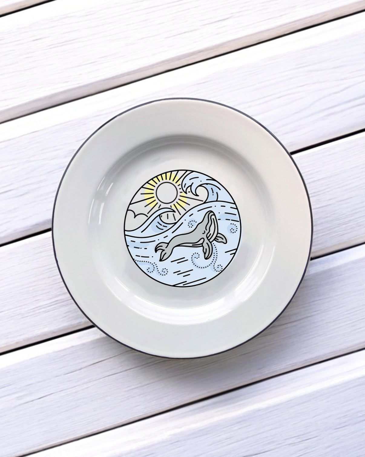 Whales, Decorative Enamel Plate