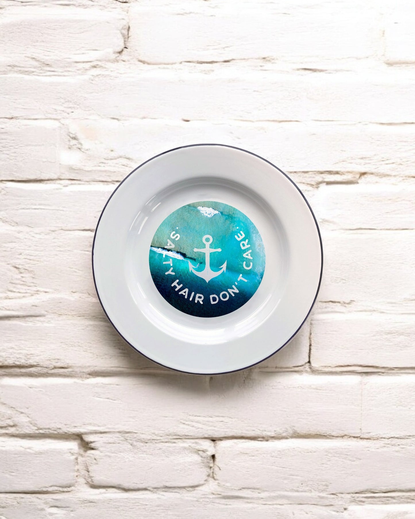 Salty hair don't care, Decorative Enamel Plate