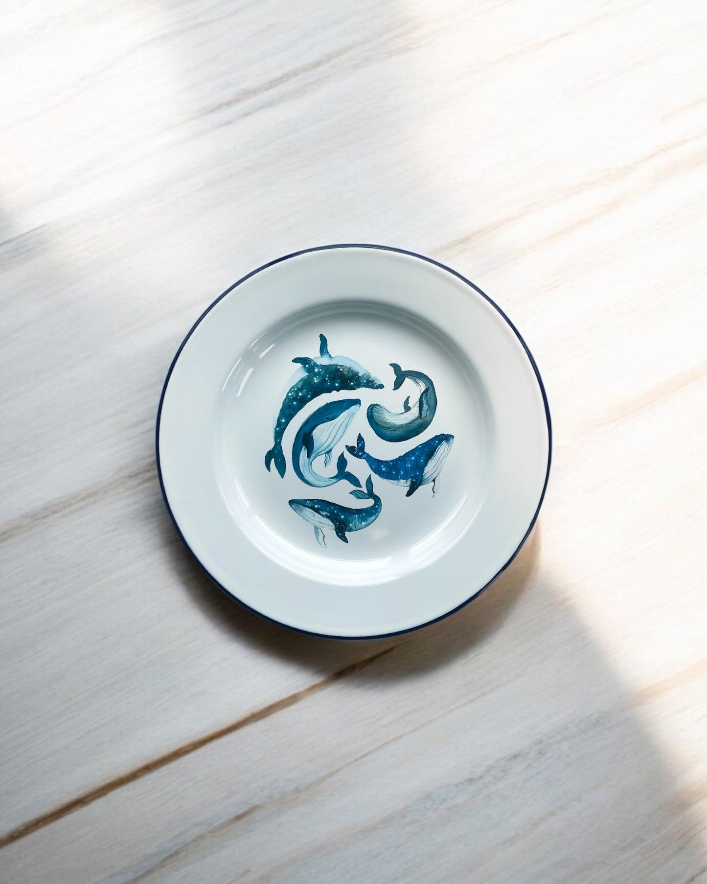 Whales, Decorative Enamel Plate